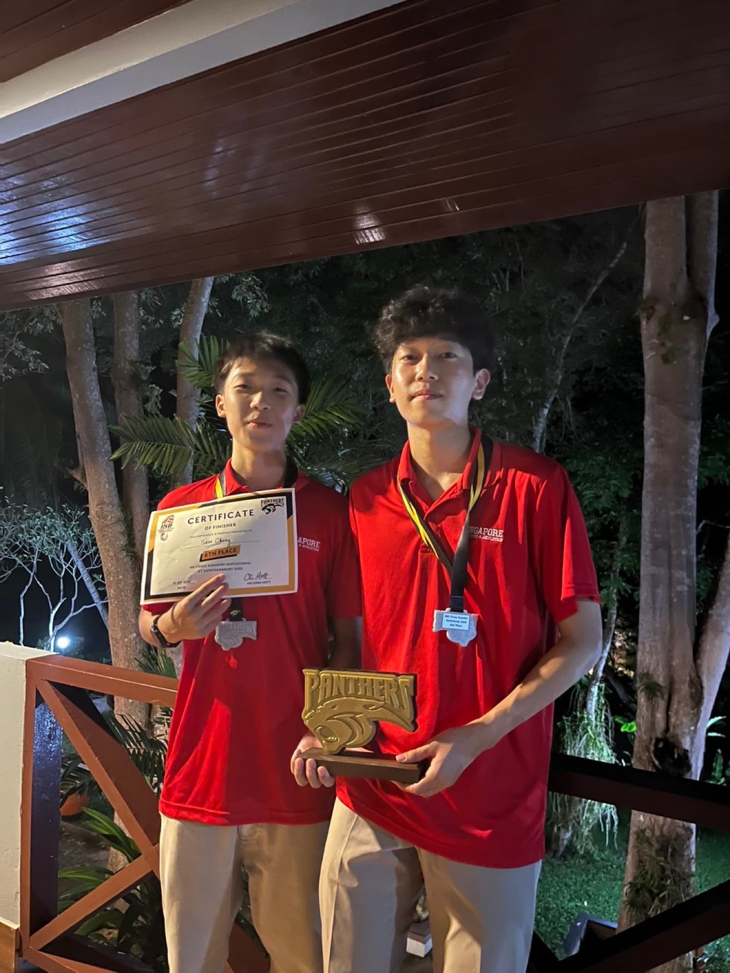 Sam at a cross country awards night