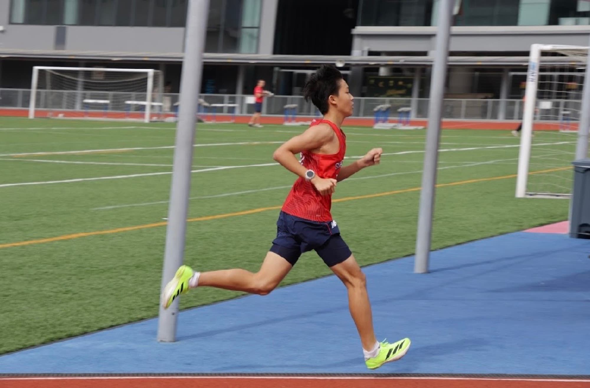 Sam racing on the track